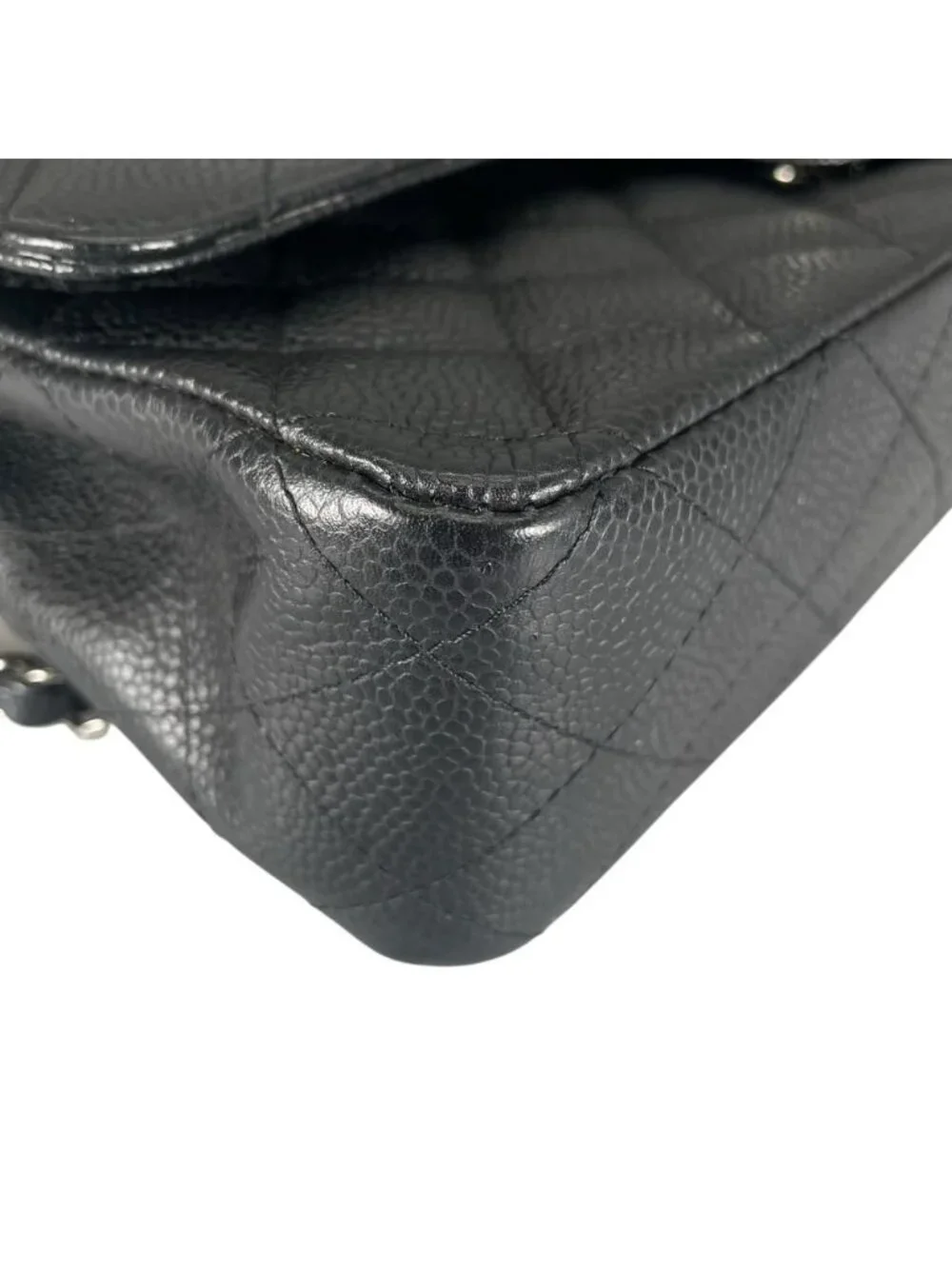 Chanel Shoulder Bag Quilted 25 Silver Chain Black